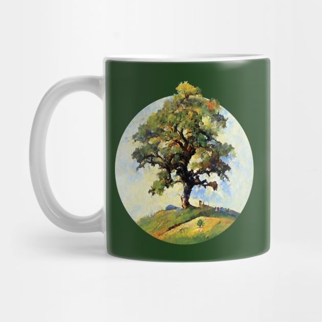 Old Oak On Hilltop Painting | Tree by TMBTM